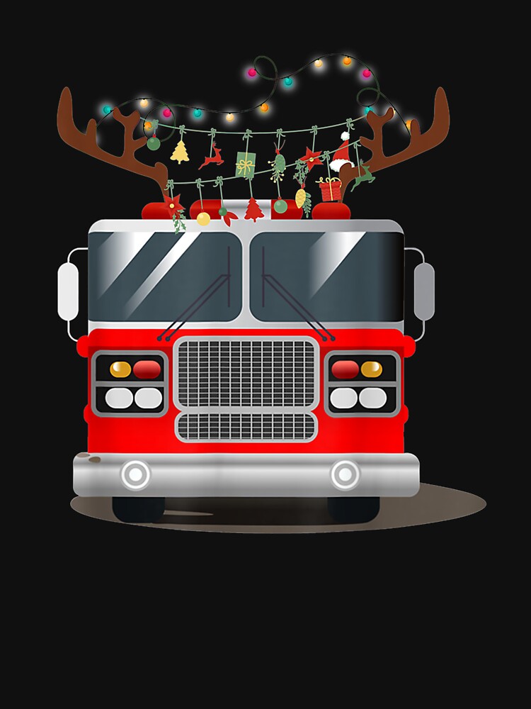Reindeer Fire Truck Funny Merry Christmas by lishakaren