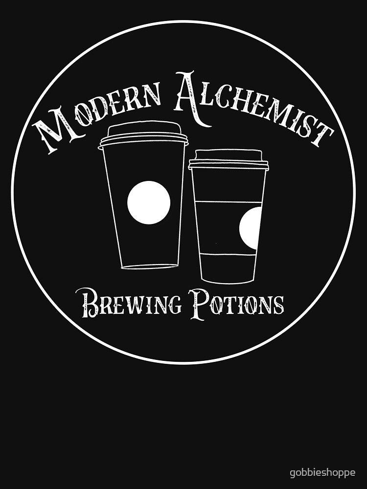 Modern Alchemist Brewing Potions - white text green background by gobbieshoppe
