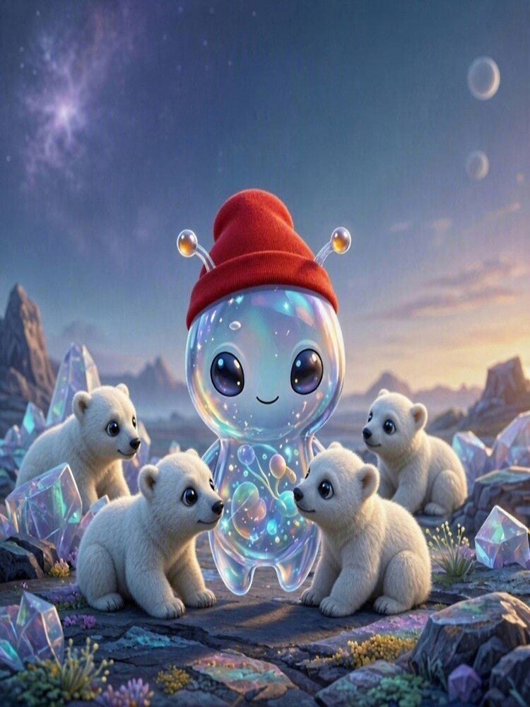 Cute Alien Medanix with Polar Bear Cubs - Cozy Winter Space Core by Breezes-of-Ida