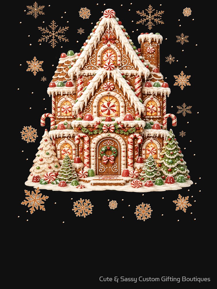 Vintage Christmas Gingerbread House Watercolor Aesthetic by Cute & Sassy Custom Gifting Boutiques