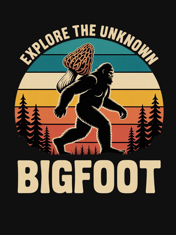 Bigfoot Foraging Morels Sasquatch Mycology Morel Mushroom by lilLilaBatArt