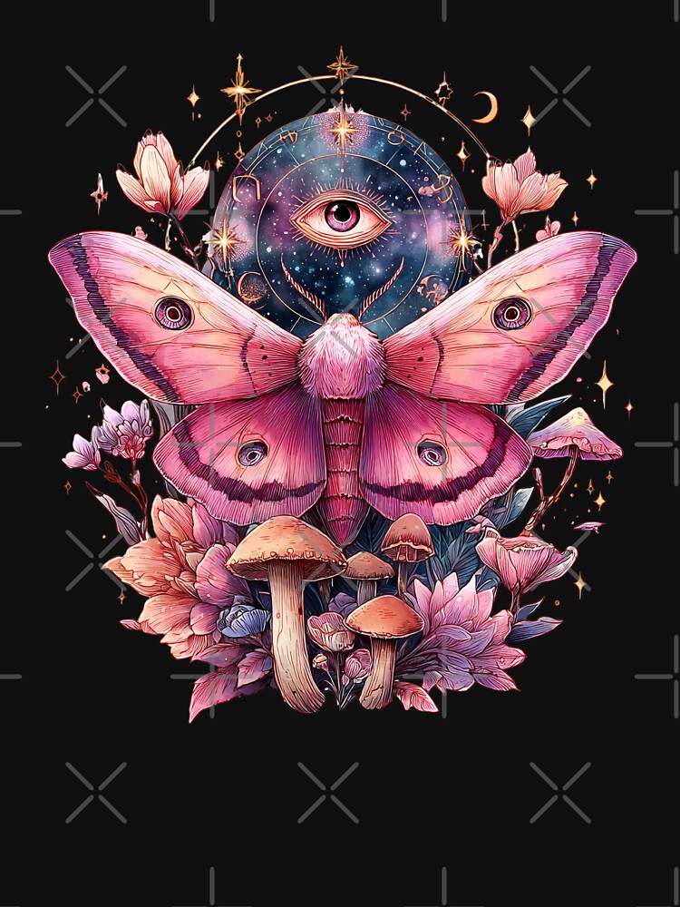 Celestial and mystical pink moth by FatBirdie