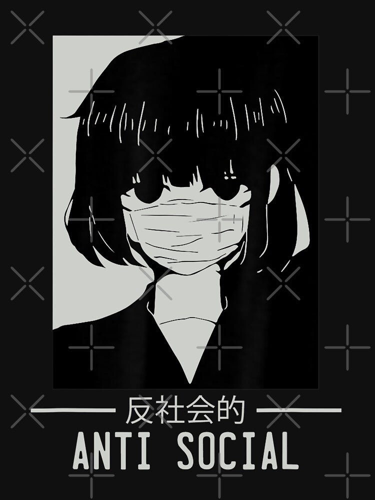 Anti Social Japanese Text Aesthetic Vaporwave Anime Gift T-Shirt by stanton88