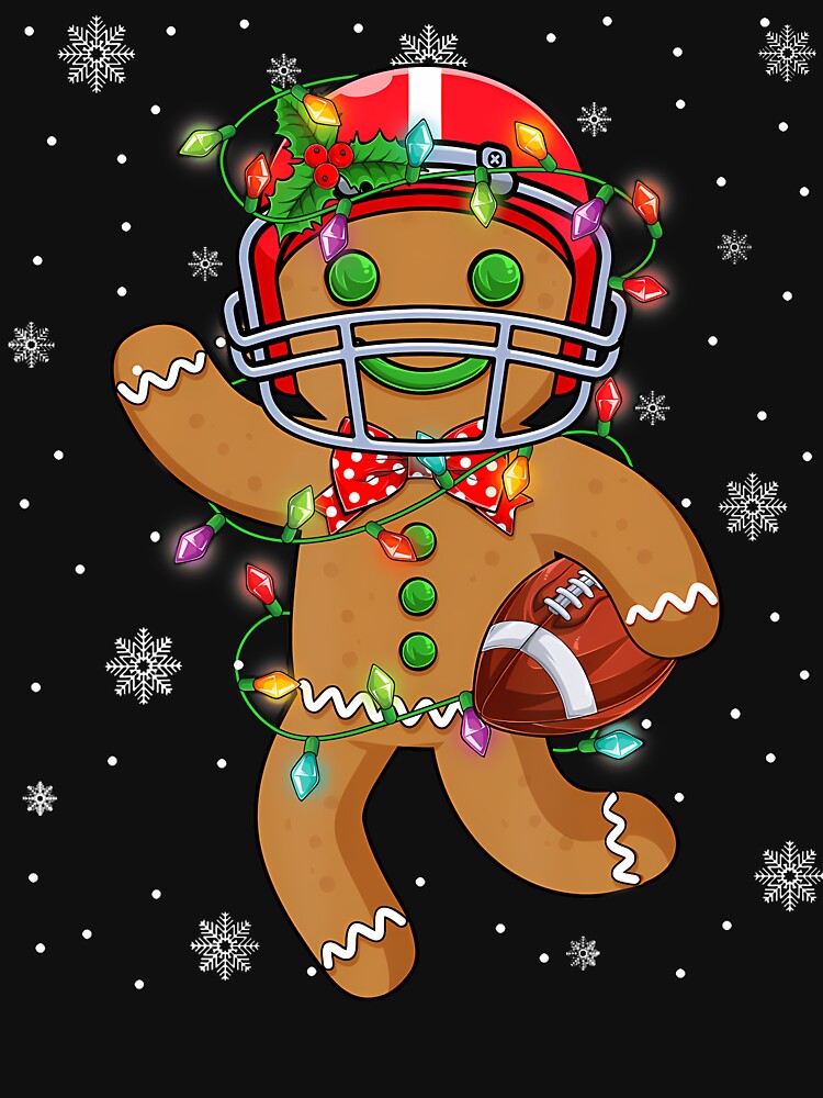 Gingerbread Santa Hat Playing Football Christmas Tree Lights by EileenDeana