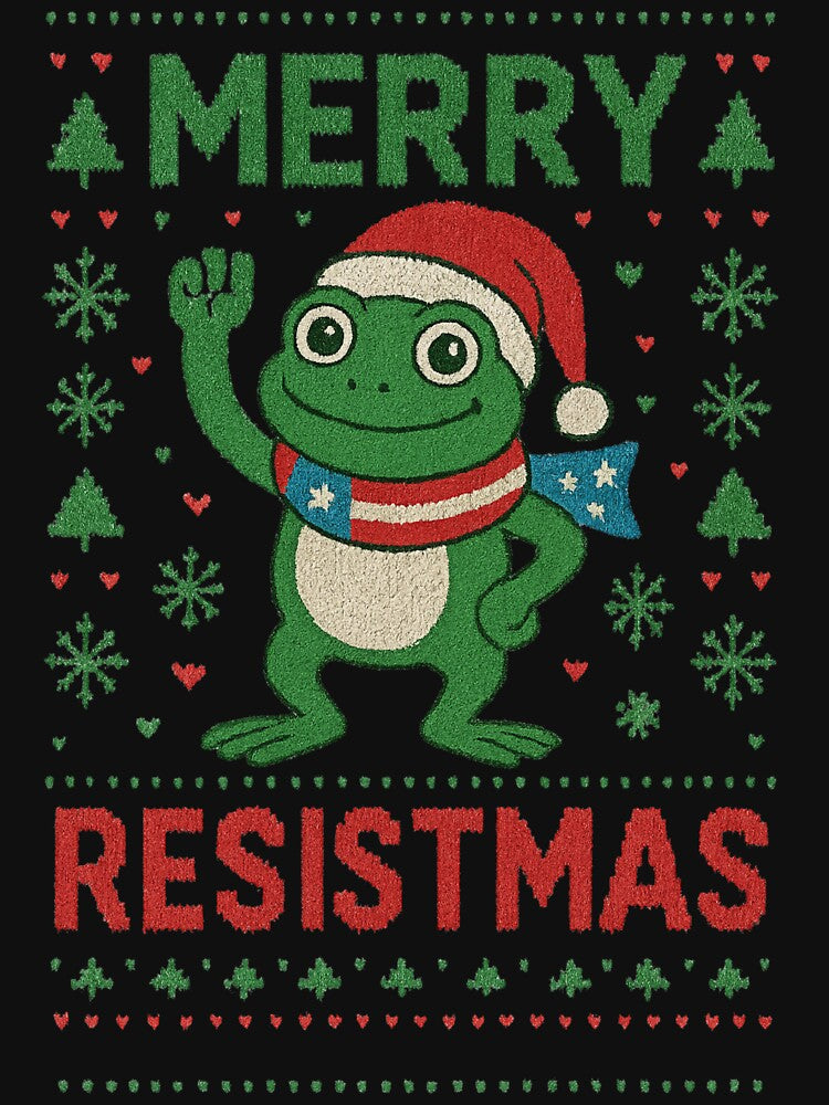 Merry Resistmas Frog Christmas, Funny Political Ugly Christmas Holiday Gift by Masaw