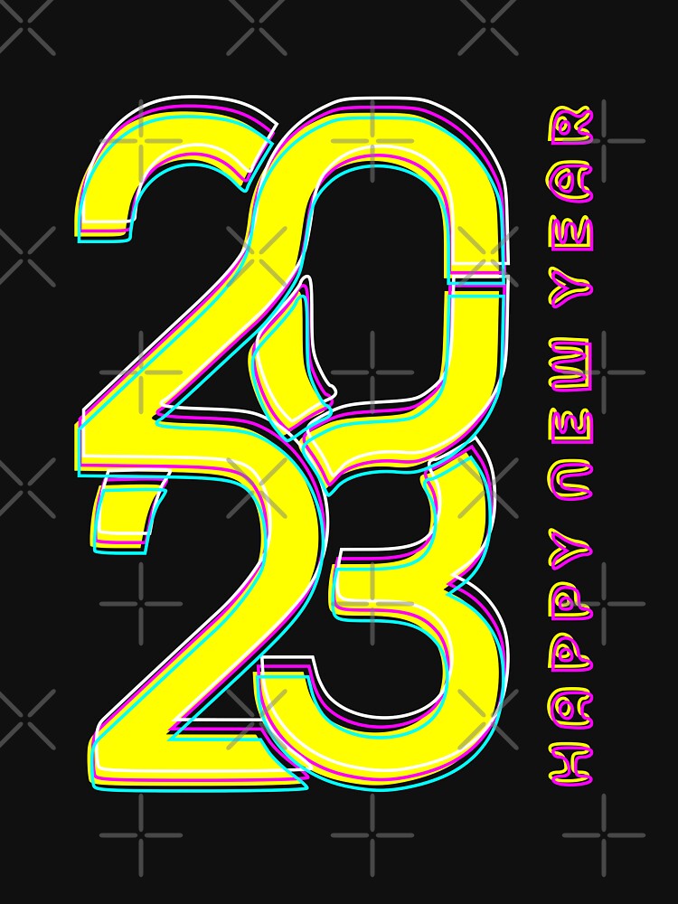 Hello 2023 Happy New Year-colorful line art design by ismdesigner