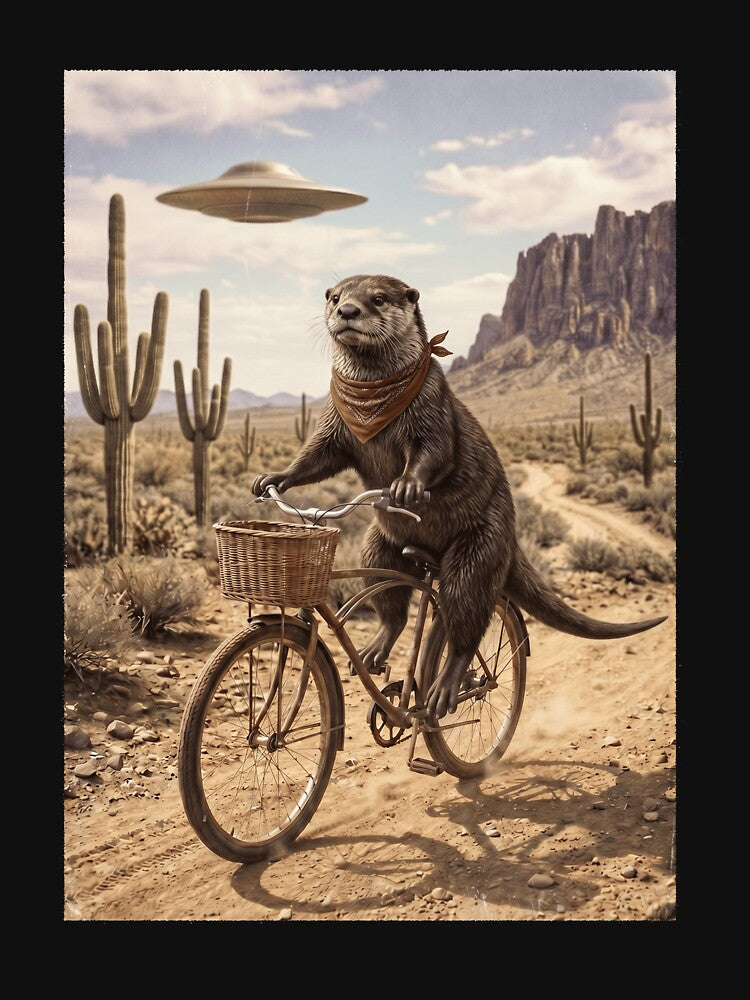 Otter Riding Bike Wild West Western UFO Animal Lover by dian-rody-crest