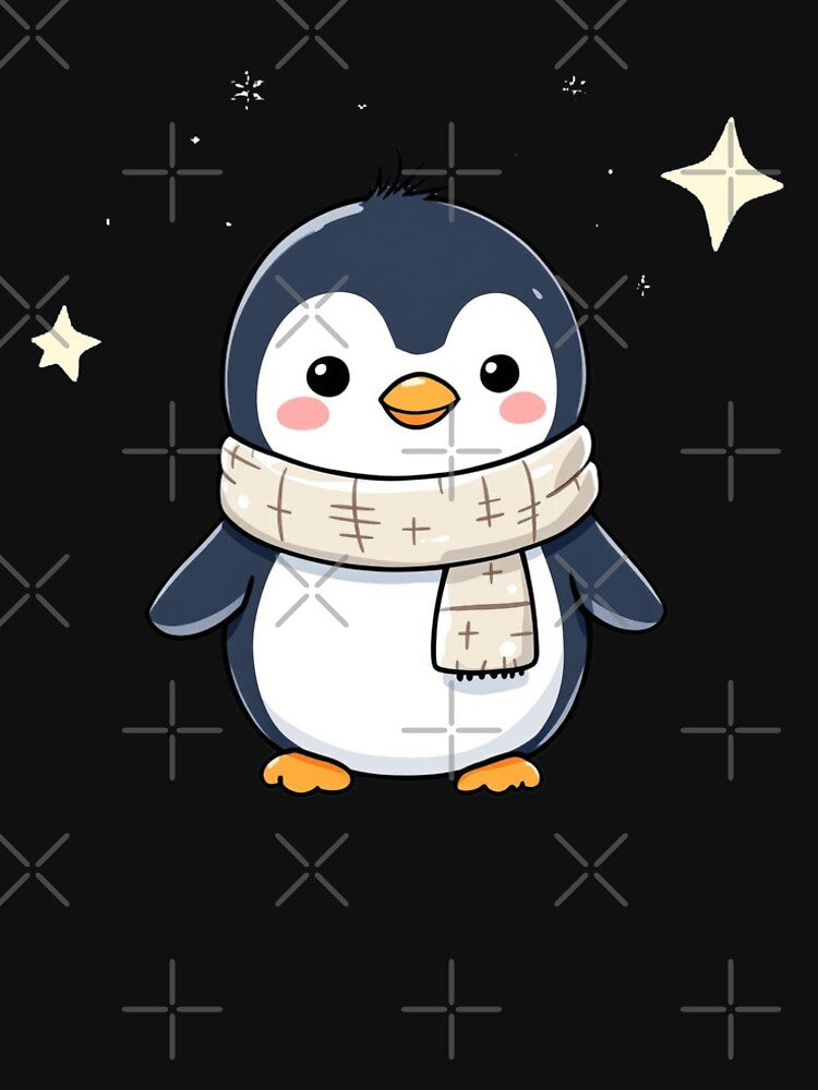 Adorable Baby Penguin in Scarf | Winter Penguin Art by CYouClothings