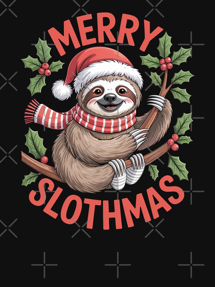Merry Slothmas Cute Sloth Christmas by Gogetgiggles