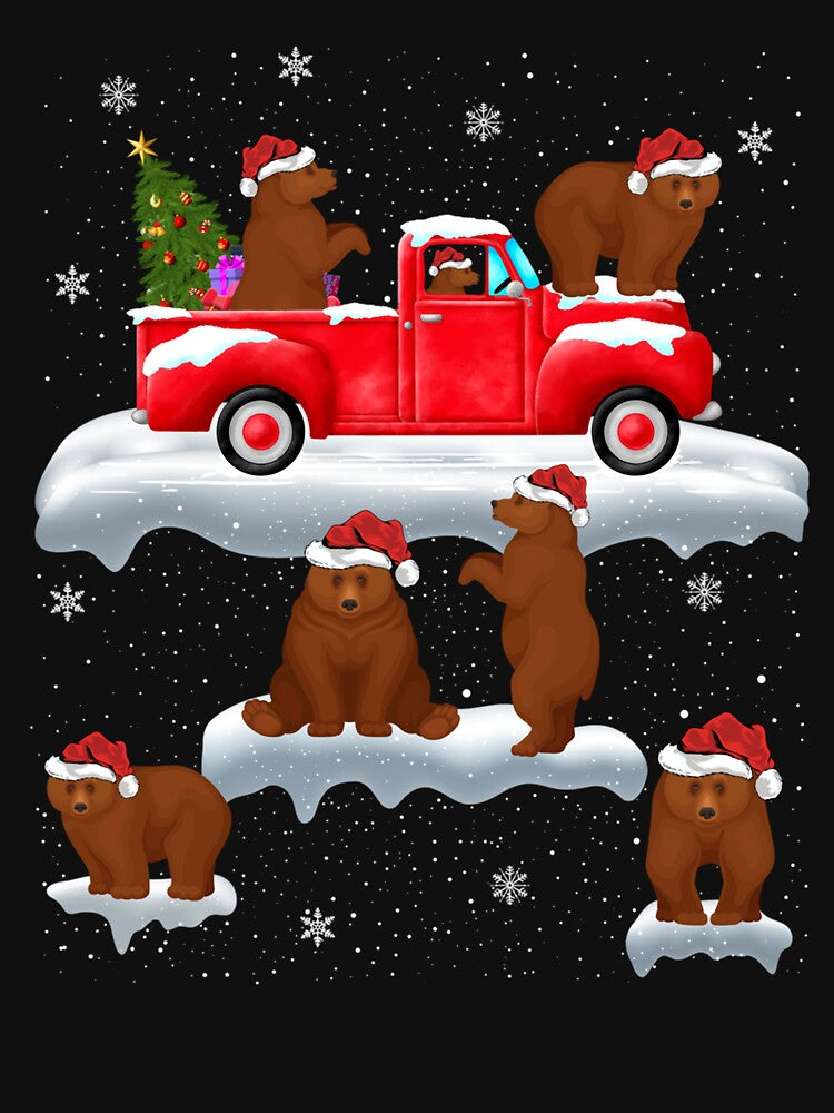 Bears Driving Christmas Tree Red Truck Bear Christmas by ainegonza