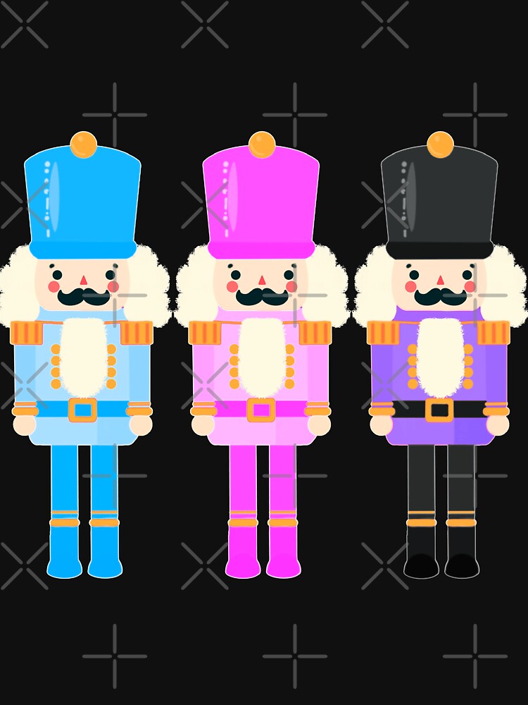 Colorful Nutcracker Trio - Christmas Nutcrackers - Blue, Pink, and Purple - Graphic Art Illustration by Star-Fragment