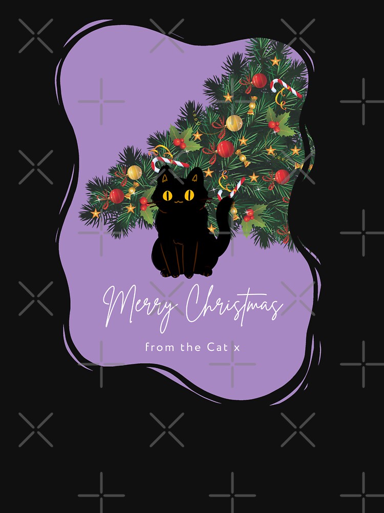 Merry Christmas From The Cat - Purple Christmas Aesthetic by mydoodlesateme