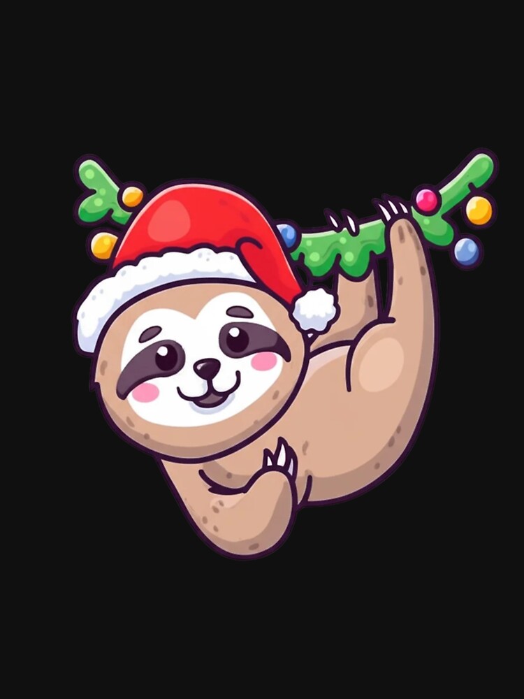 Chibi Sloth Santa Hat | Cute Kawaii Christmas Sloth Hanging on Garland by ColorSplash123