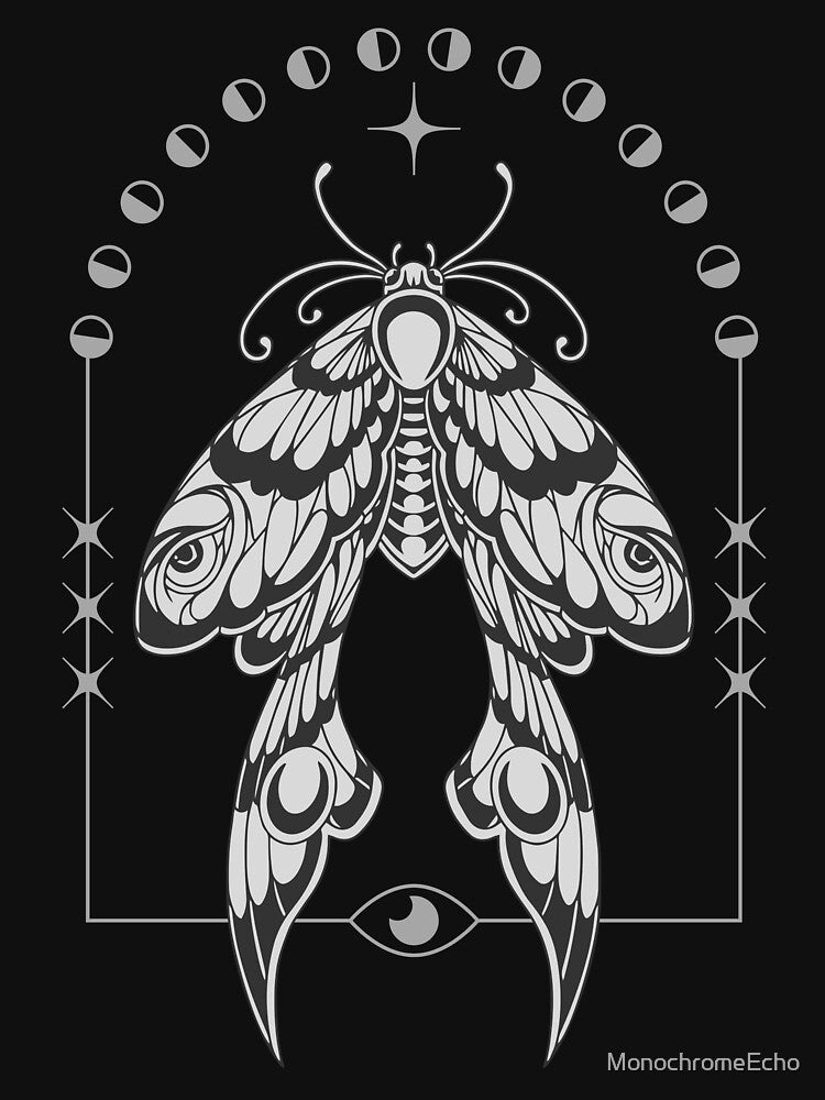 Monochrome Mystic retro moth by MonochromeEcho