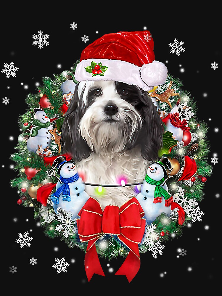 Tibetan Terrier Christmas Wreath Decoration Xmas Pajamas by IsraelCastro