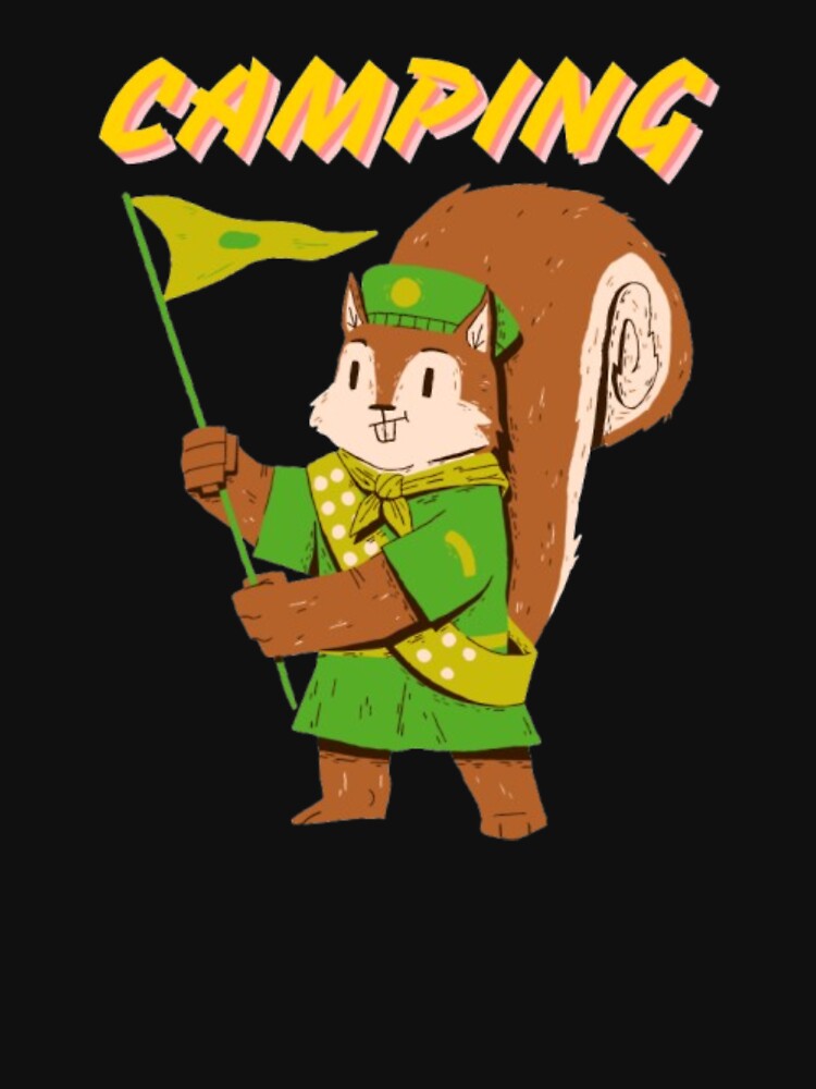 Fun Squirrel Scout Camping Design with Flag by MSHobbies