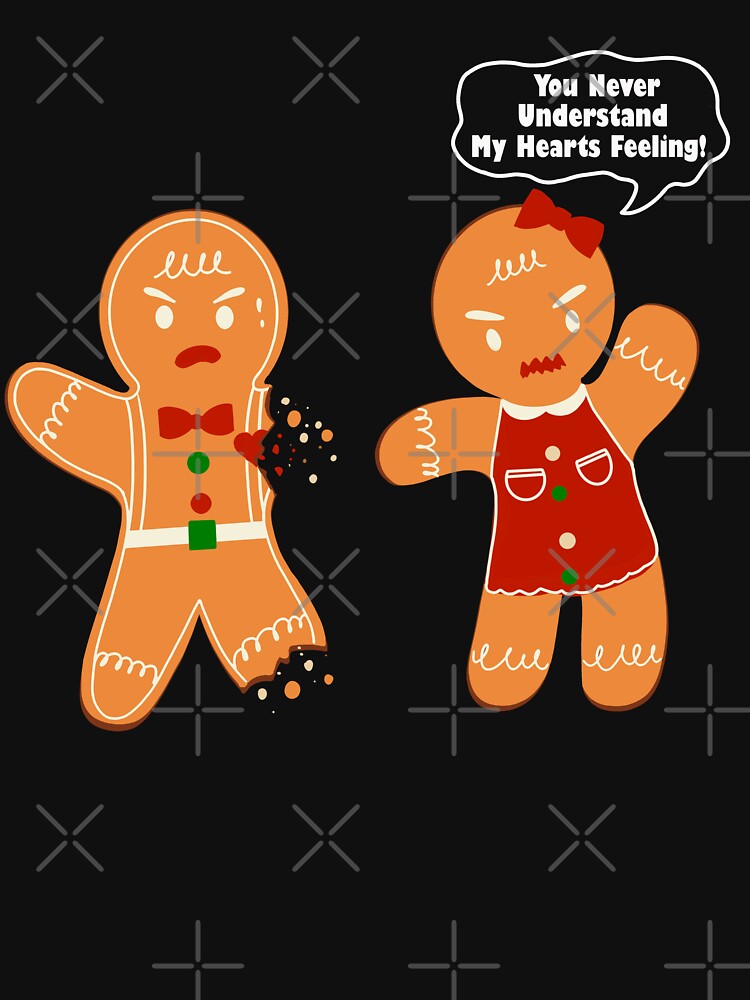 Gingerbread Couple Fight Cookie Baking Funny Christmas Xmas T-Shirt by AUAINO