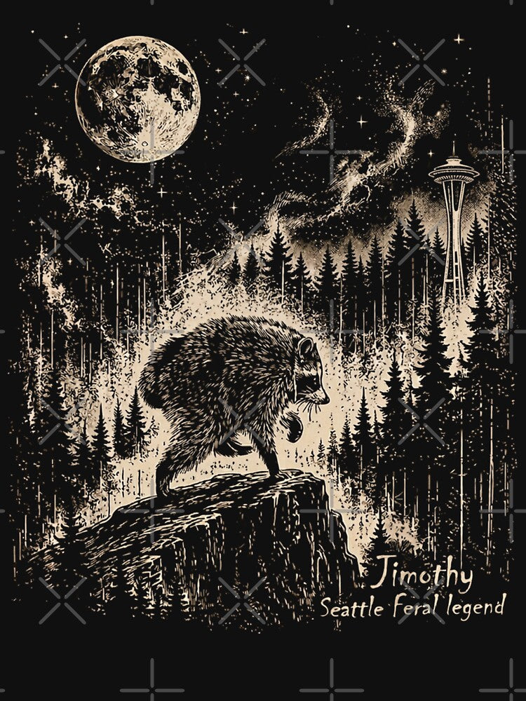 Jimothy Raccoon Seattle Feral Legend Vintage Full Moon by JessArty ⭐⭐⭐⭐⭐