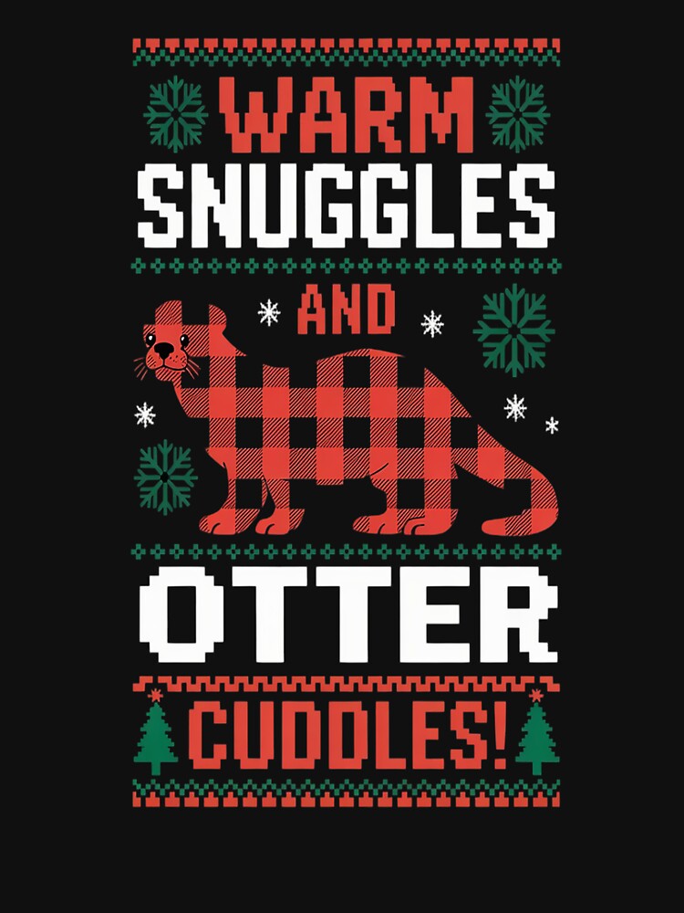 Otter Lovers Red Buffalo Plaid Gift Ugly Christmas by repconomArt