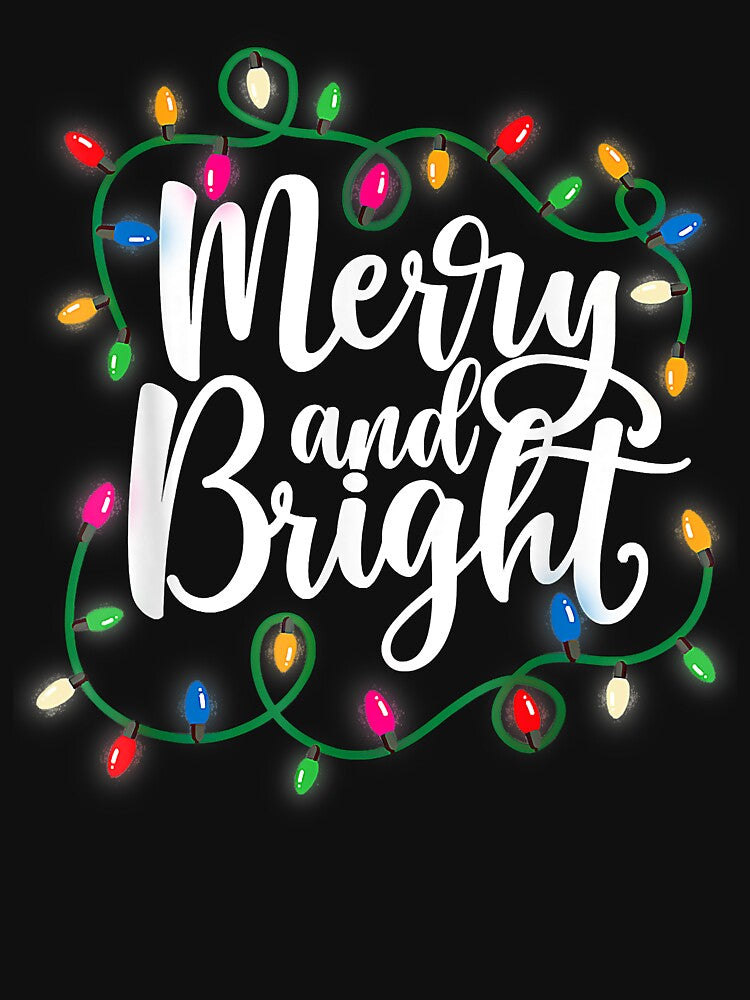 Merry and Bright Christmas Lights Xmas Holiday by JodyBoling