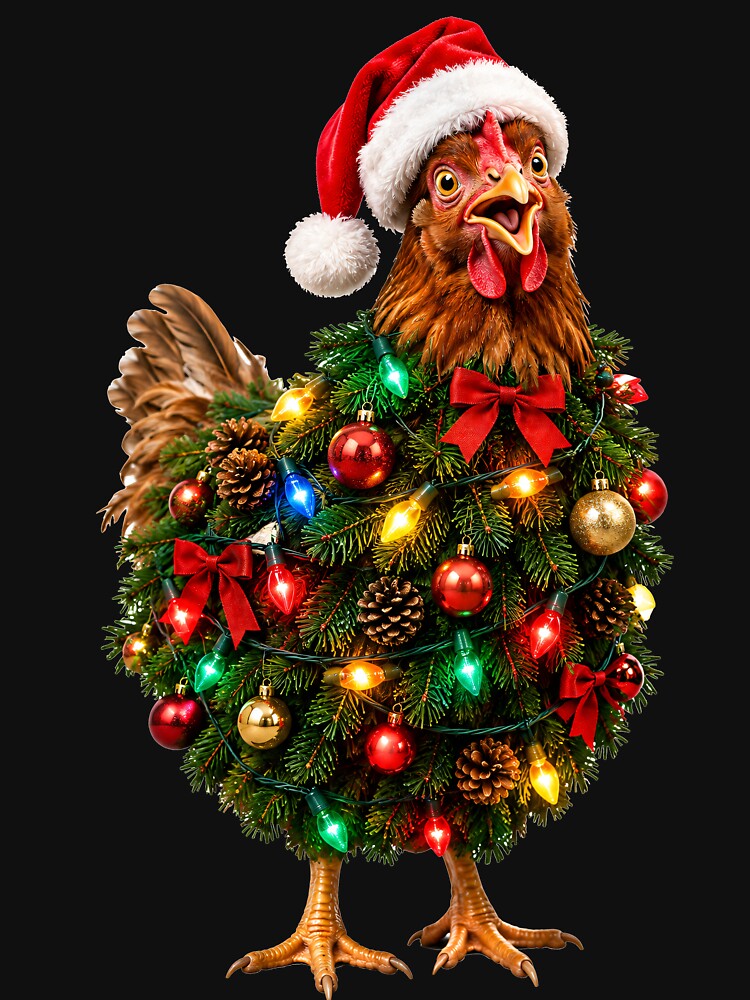 Funny Xmas Tree Chicken by Funny Vintage Stickers And T-Shirts