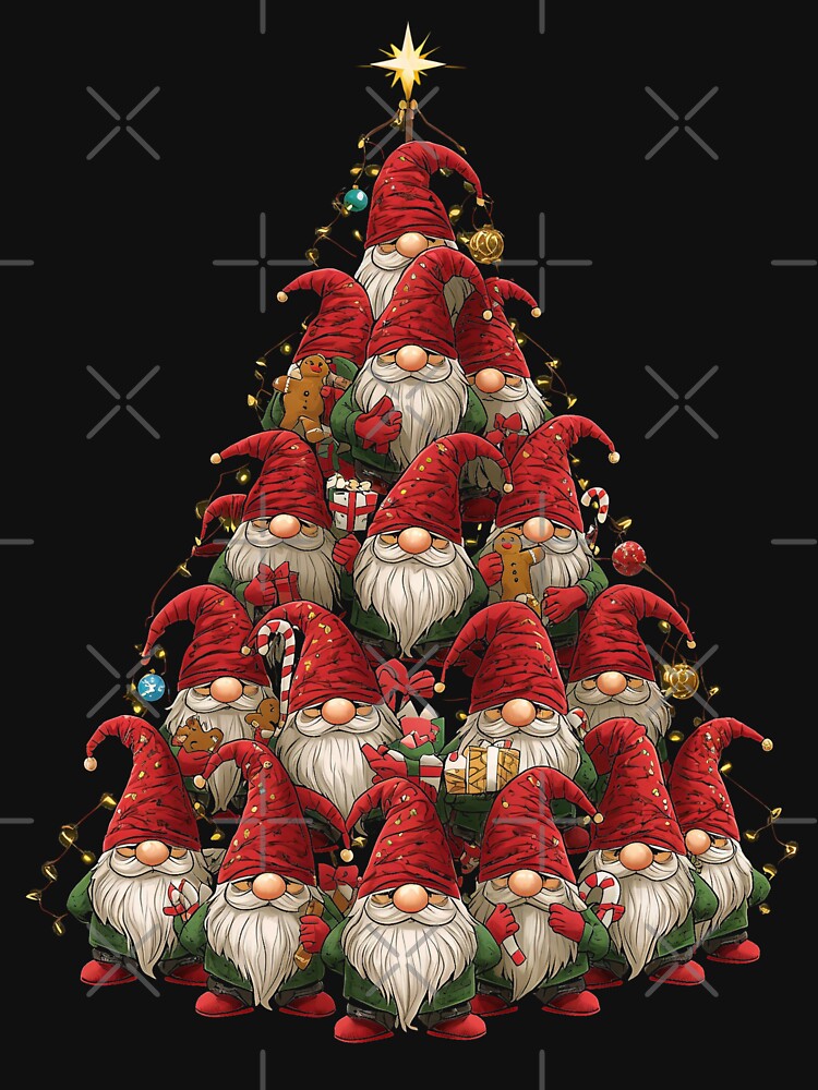 Christmas Gnome Tree Candy Canes Ornaments Holiday Crew by CF_VintageDesign