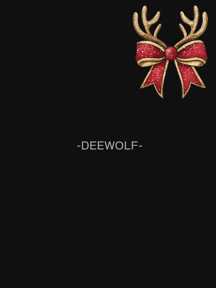 Glittery Reindeer Antlers and Festive Red Bow Christmas Design by -DEEWOLF-