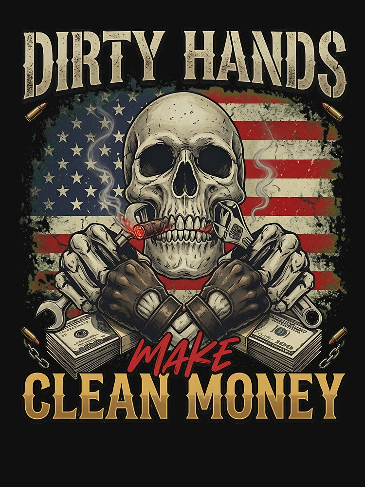 Dirty Hands Make Clean Money Mechanic Skull by AlviaAlcedoArt