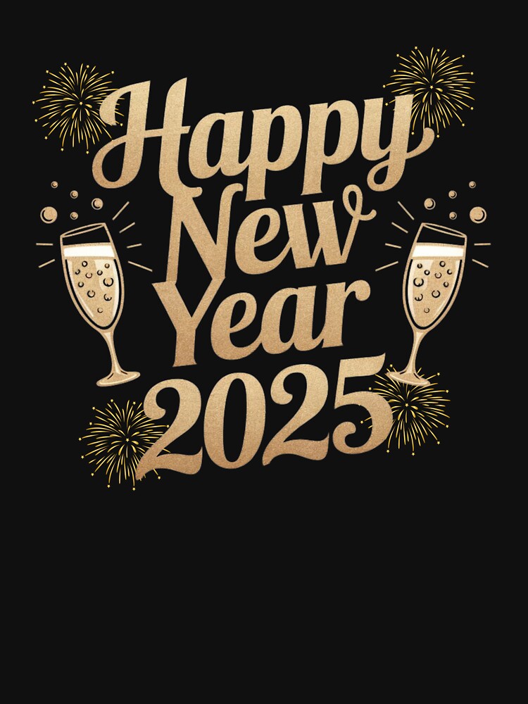 "Happy New Year 2025" Celebration T-Shirt by mrobpeach2