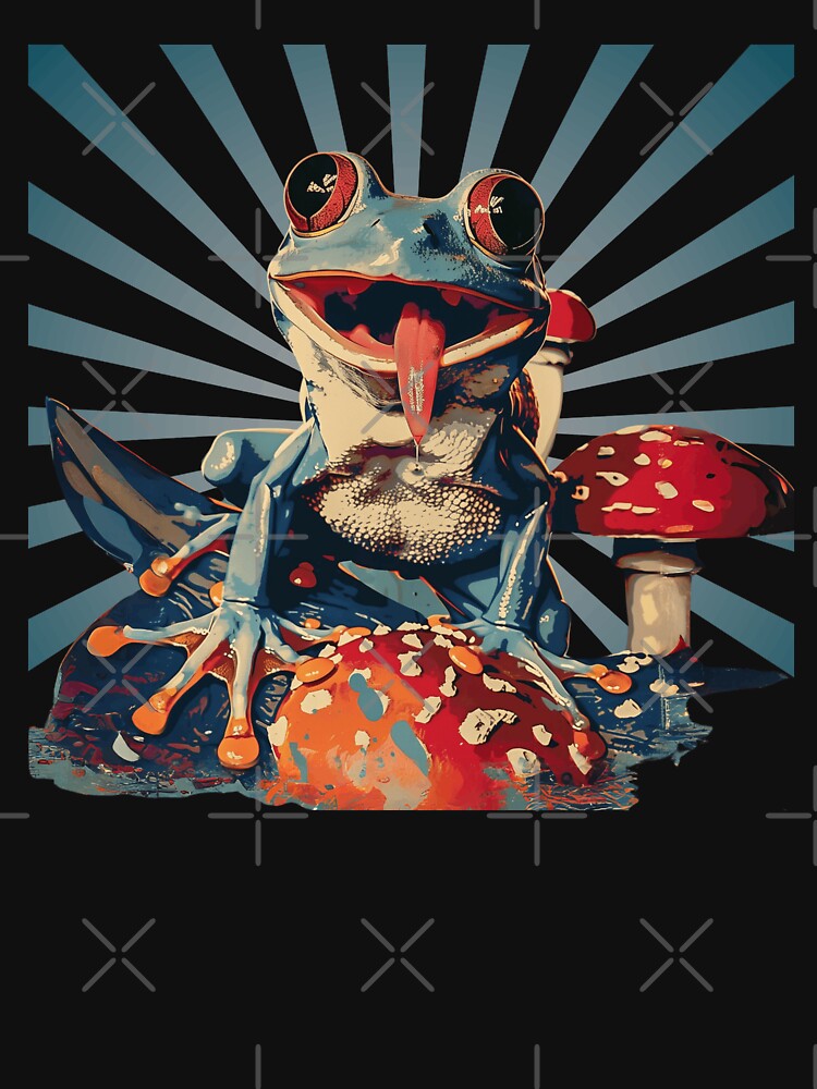 Trippy Hippy Retro Frog Mushroom Aesthetic Cottagecore Psychedelic by NikoDeeko