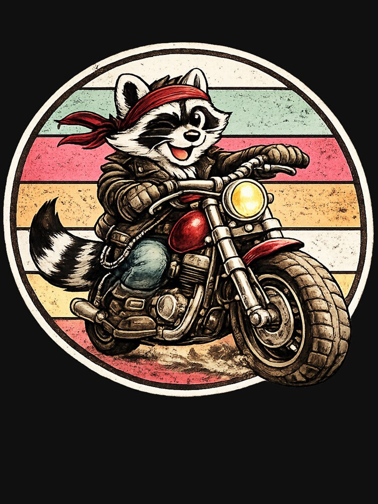 Vintage Biker Raccoon Design by StyleBloomes