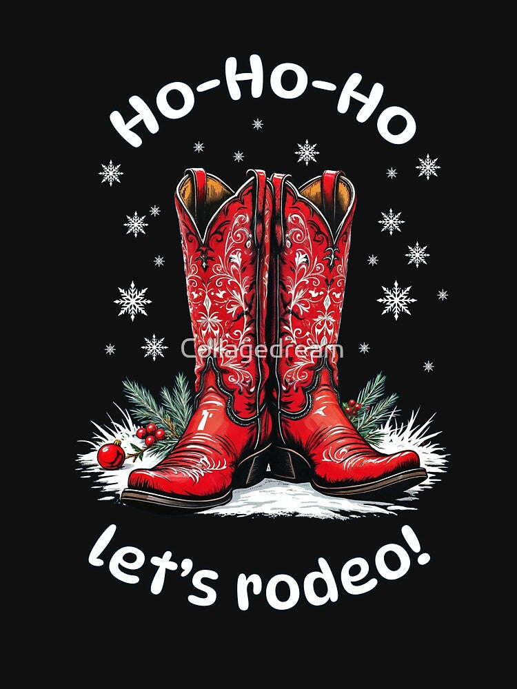 Merry Christmas to everyone with red cowgirl boots, western style, country,horseback, riding, horse owner, farmer, western by Collagedream