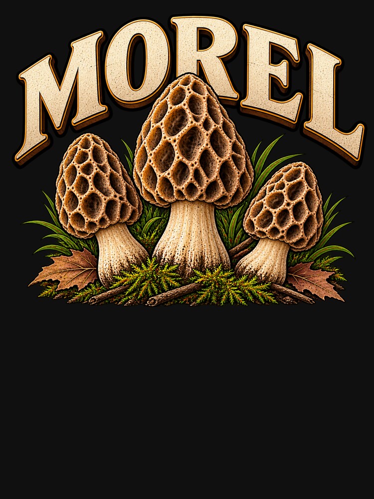 Morel Mushroom Vintage Foraging Design by OddHobbyClub