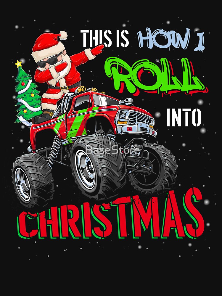 Dabbing Santa Claus Monster Truck Boys Christmas Xmas Truck by BaseStore