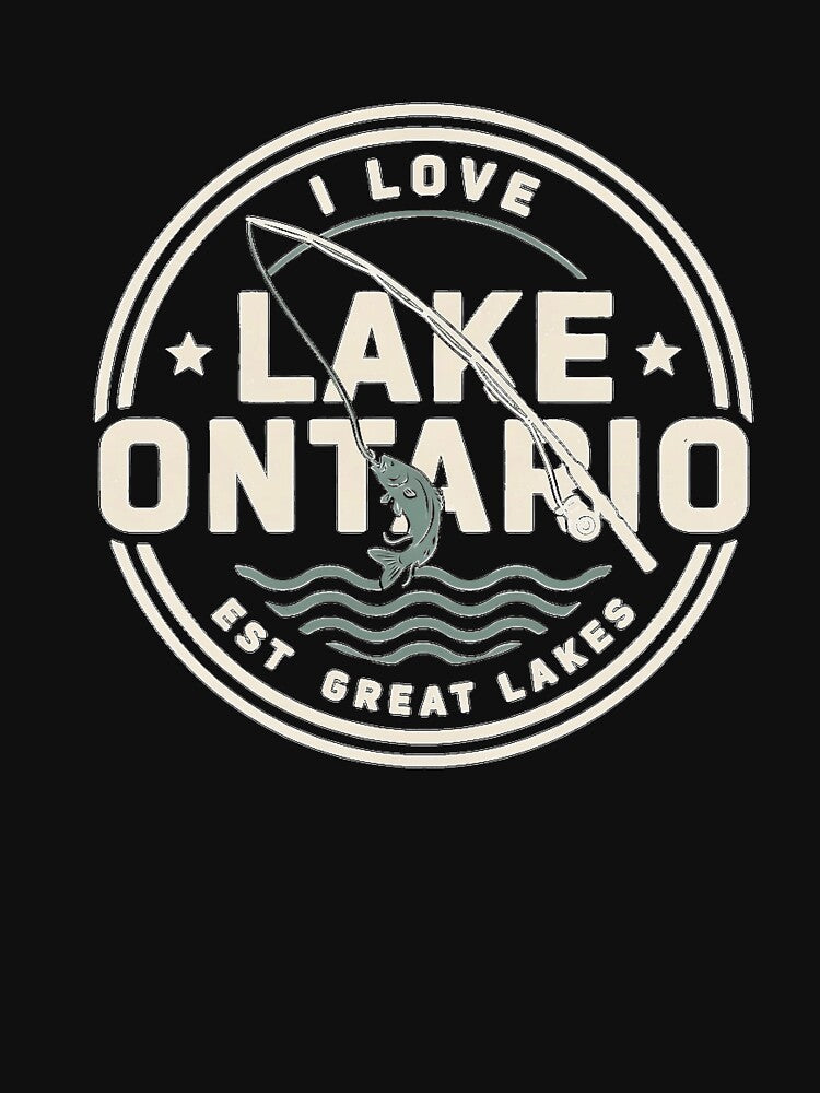 I Love Lake Ontario Vintage Fishing Badge Great Lakes Bass Fishing Gift by Zizo-DR44