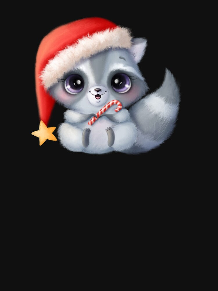 Christmas Raccoon Wearing Santa Hat by VirtualFaries