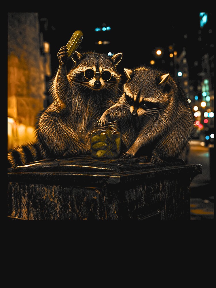 Funny Raccoon Eating Pickles Meme Mens Womens by Rahamkshop