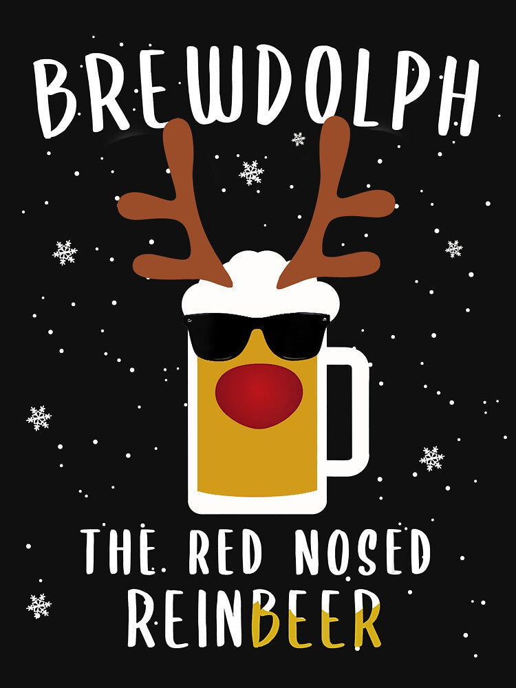 Reindeer Beer Rudolph Brewdolph Funny Christmas Gift Idea by DanMoor