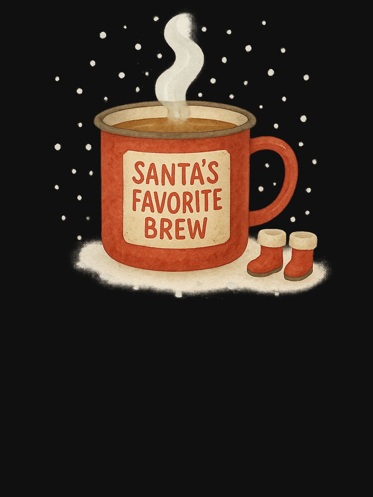 Santa’s Favorite Brew | Funny Christmas Coffee Lover T-Shirt by Just You Tee | Say It Loud, Wear It Proud