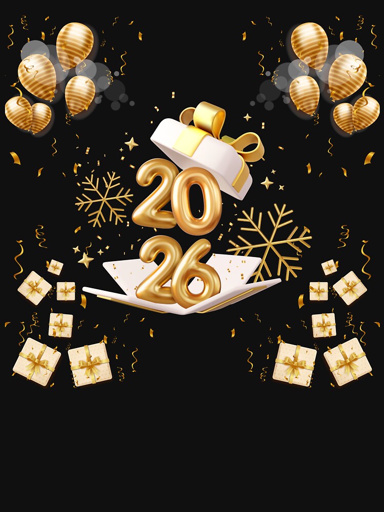 Minimal Abstract Face Line AHappy New Year 2026 Gold Celebration Design – Luxury Festive Balloons & Gift Boxesrt – Modern Black Aesthetic Illustration by ZYNORAworld