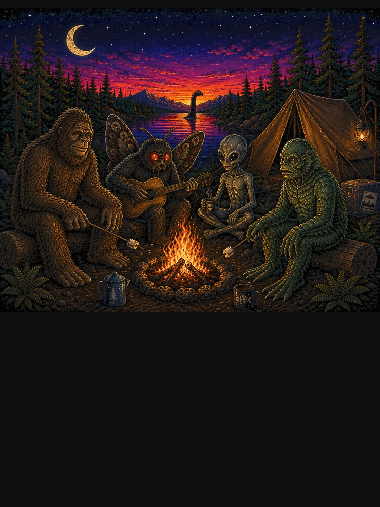 Funny Cryptid Camping Shirt Hiking Camp Life Nature Lover Adventure by LessIsLoud