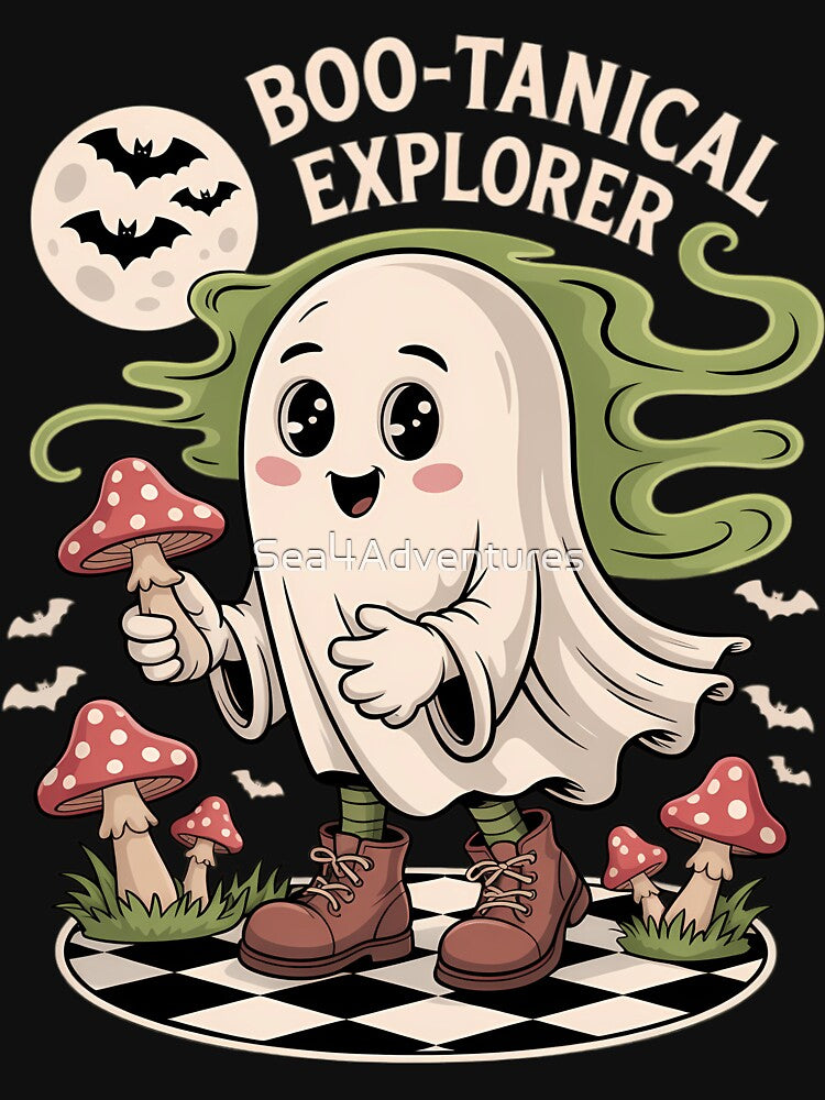 Boo-tanical Explorer Funny Mushroom Foraging Ghost by Sea4Adventures