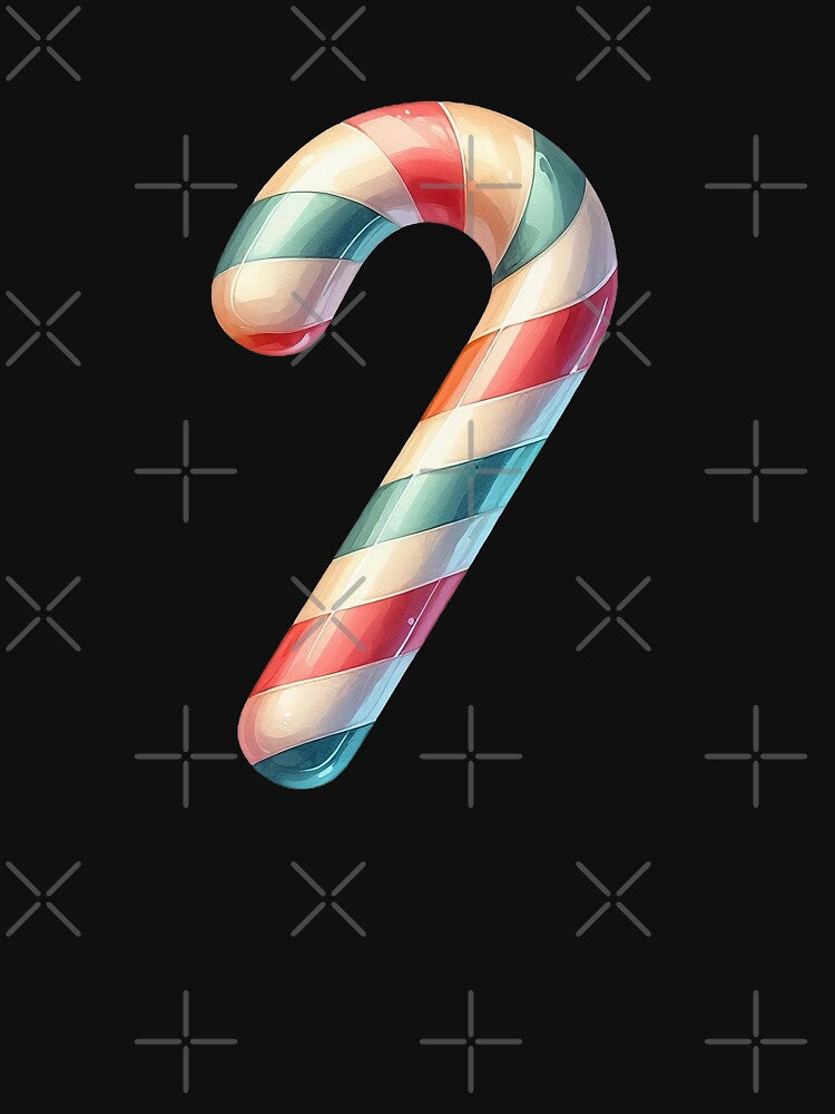 Red and Green Christmas Candy Cane in Watercolor by GVibezPadel
