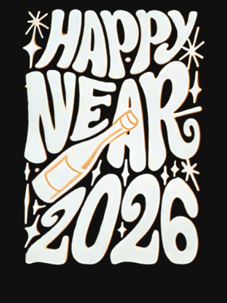 Festive Happy New Year 2026 Champagne T-Shirt by MrHroy