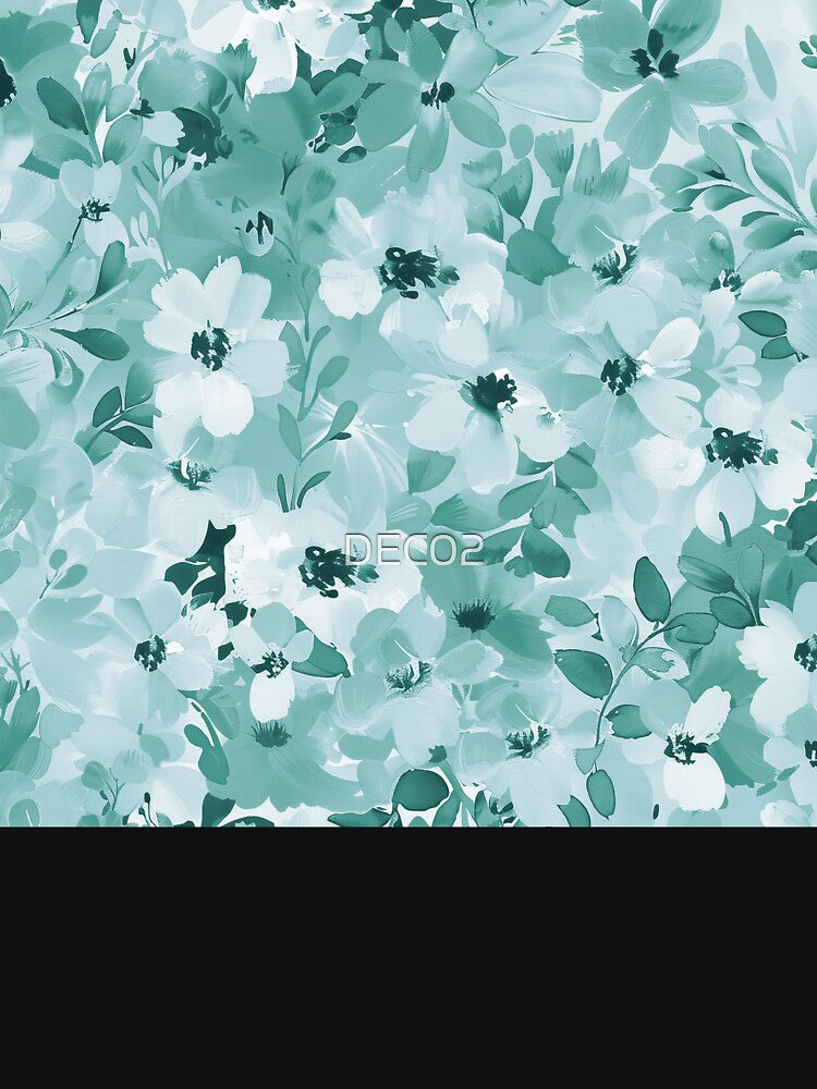 Cottagecore Pastel Teal Green Floral Abstract Pattern by DEC02