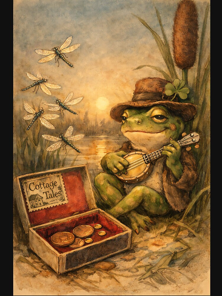 The Banjo-Playing Troubadour - Cottagecore Frog by bapupa
