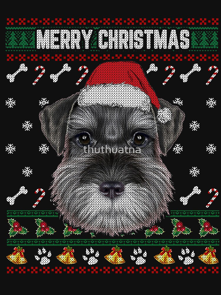 Schnauzer Lovers Ugly Xmas Sweater Merry Christmas T Shirt by thuthuatna
