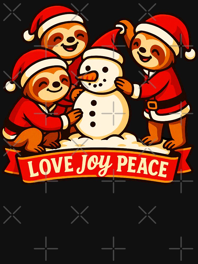 Love Joy Peace Sloths Santa Snowman by plushism