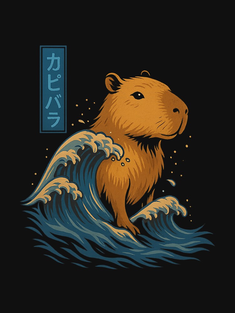 Capybara among Waves – Serenity in the Chaos of the Sea by Capybarastore_77