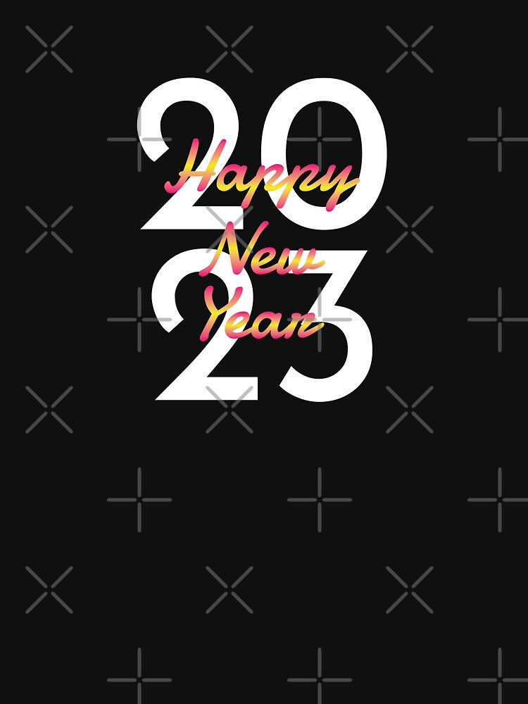 2023 Happy New Year Minimal Black And White Arranged Simple. Can be used for both family celebrations  or a party with friends Or will be used to travel as a group. by P-De-Design